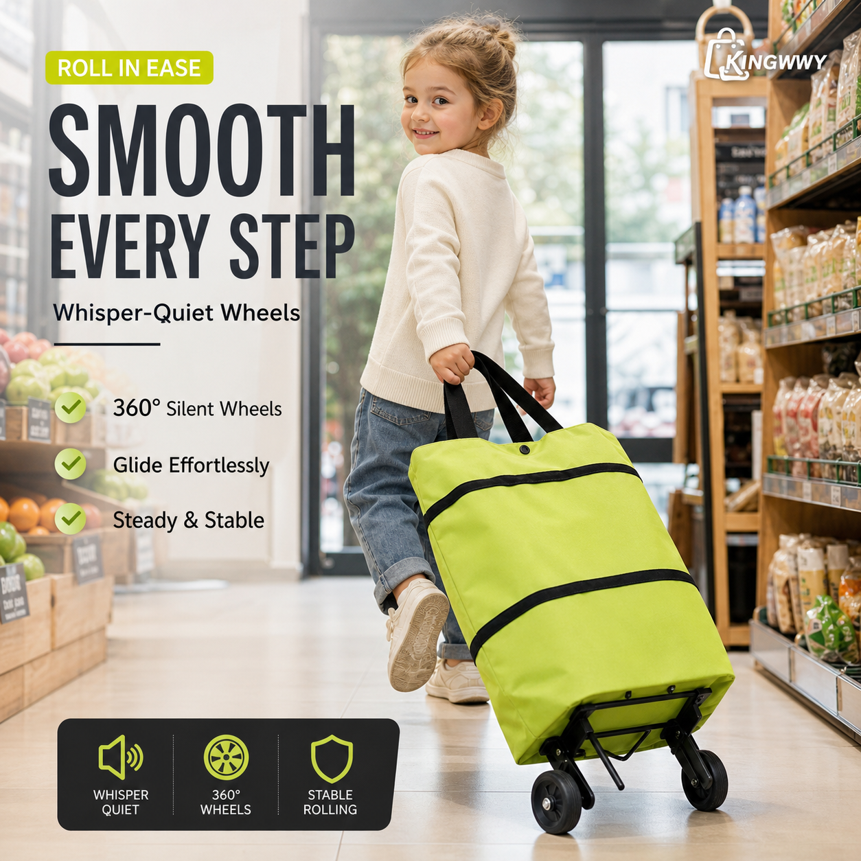 ⏰Last Day Promotion Only £12.99 ‼️🛒2-in-1 Foldable Shopping Cart✨Portable Lightweight Grocery Trolley