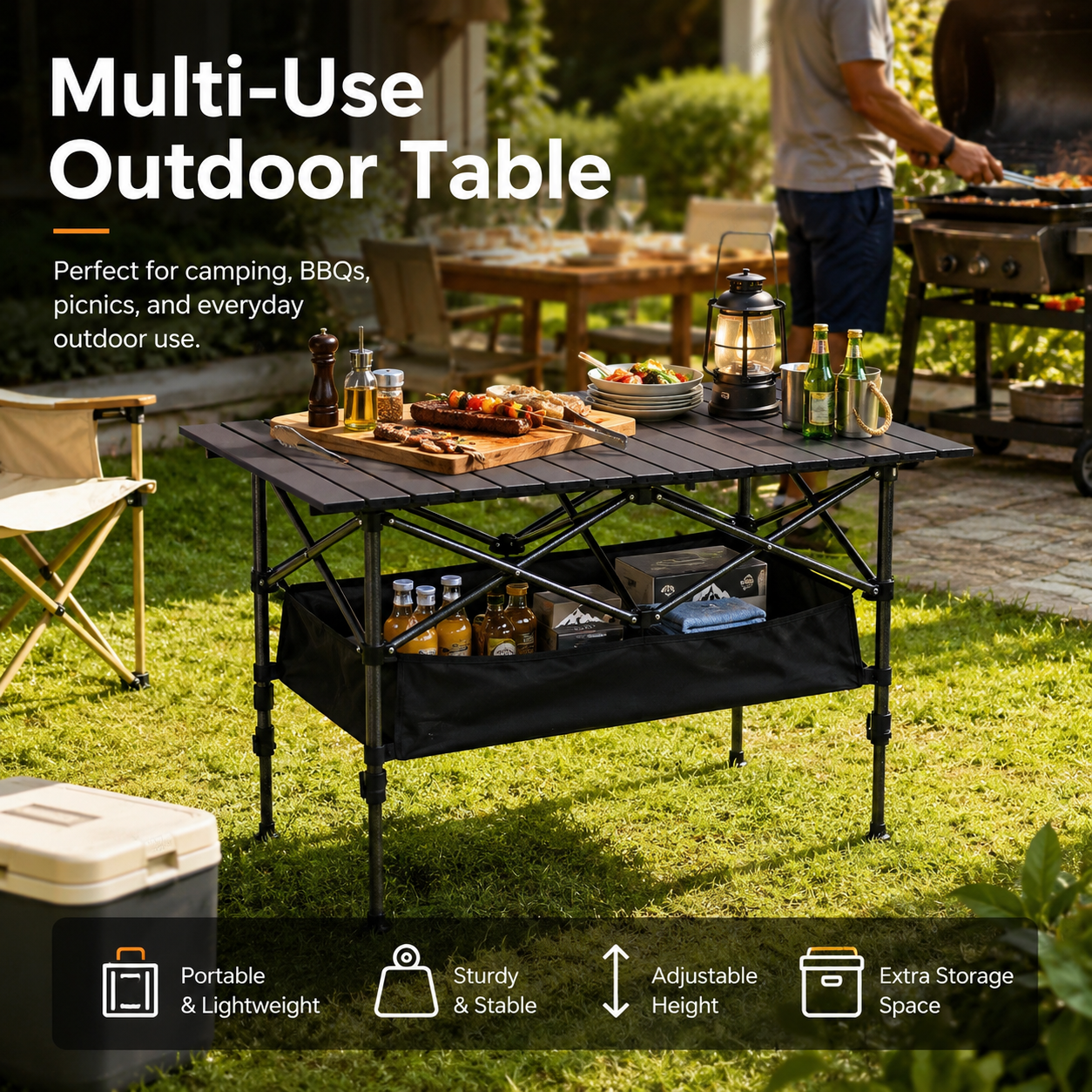 🎉New arrival 50% OFF!🏕️Carbon Steel Folding Camping Table｜Quick Setup Portable Outdoor Picnic Table ✨