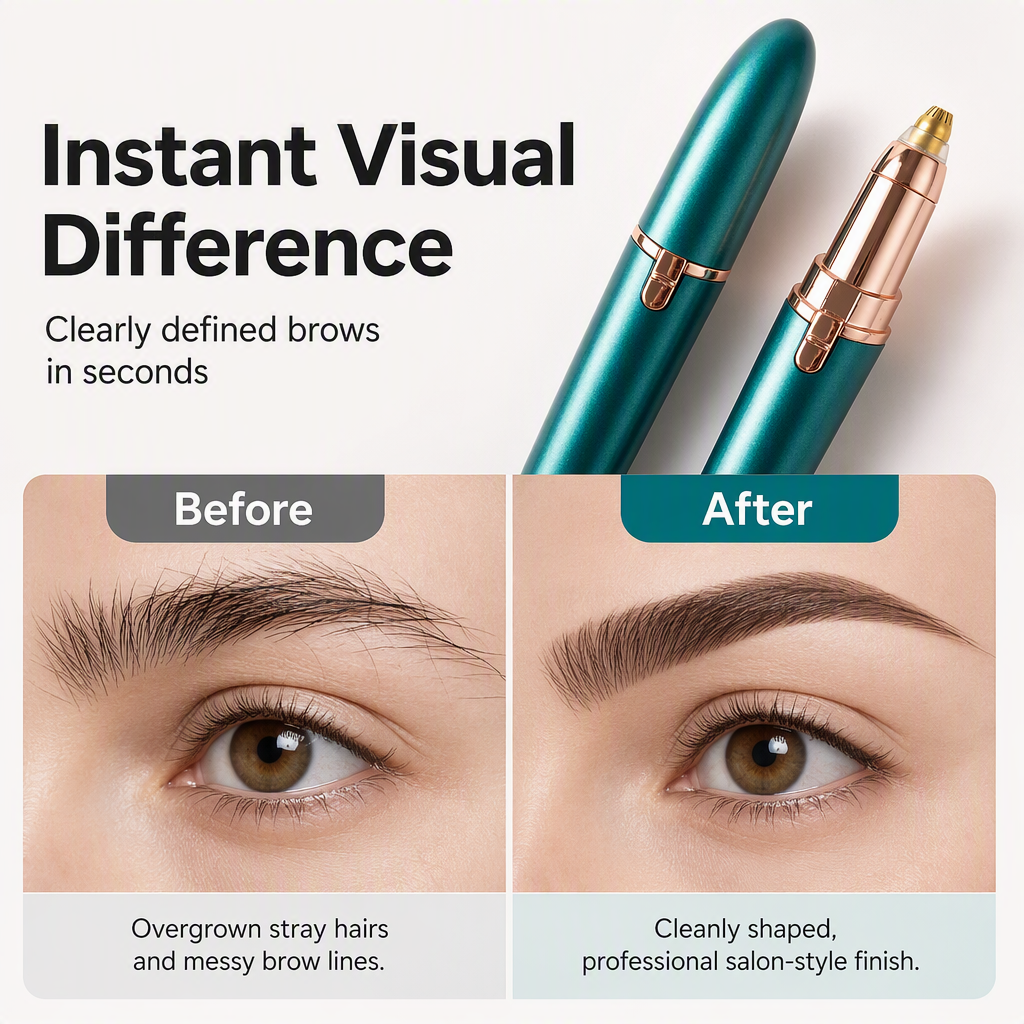 📢📢50% OFF !! ⏰Electric Eyebrow Trimmer Pen with LED Light – USB Rechargeable Precision Hair Remover