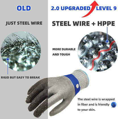🥳2026 HOT SALE🥳Stainless Steel Mesh Glove – Highest A9 cut level, perfect for butchers & chefs. No more knife accidents! 🔪🚫