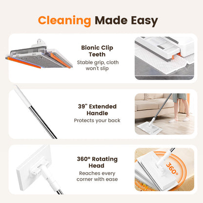 💥Disposable Dust Mop with 4 Reusable Cloths