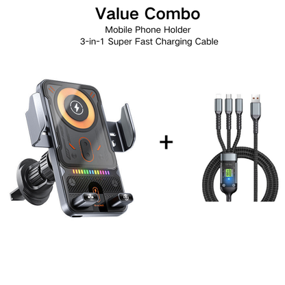 🔥HOT SALE 49% OFF🎁⚡Over 50,000 sold! 📱Smart 2-in-1 Car Rotating Mobile Phone Holder & Wireless Charger⚡