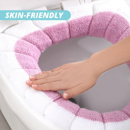 Soft Knitted Toilet Seat Cover with Handle – Warm & Washable