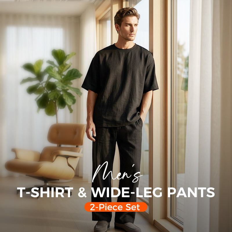 ⏰Men's T-Shirt & Wide-Leg Pants 2-Piece Set