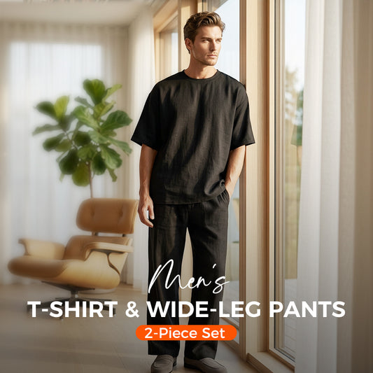 ⏰Men's T-Shirt & Wide-Leg Pants 2-Piece Set