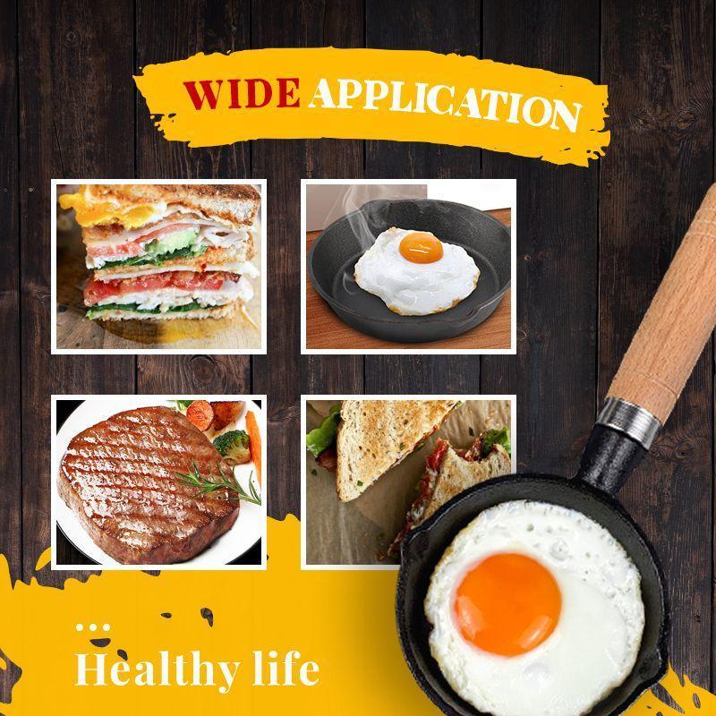 📢📢50% OFF & In Stock⏰ 🍳 Mini Nonstick Iron Pan 3.9"/10cm – Healthy Cast Iron, Uniform Heat & Wooden Handle ✨