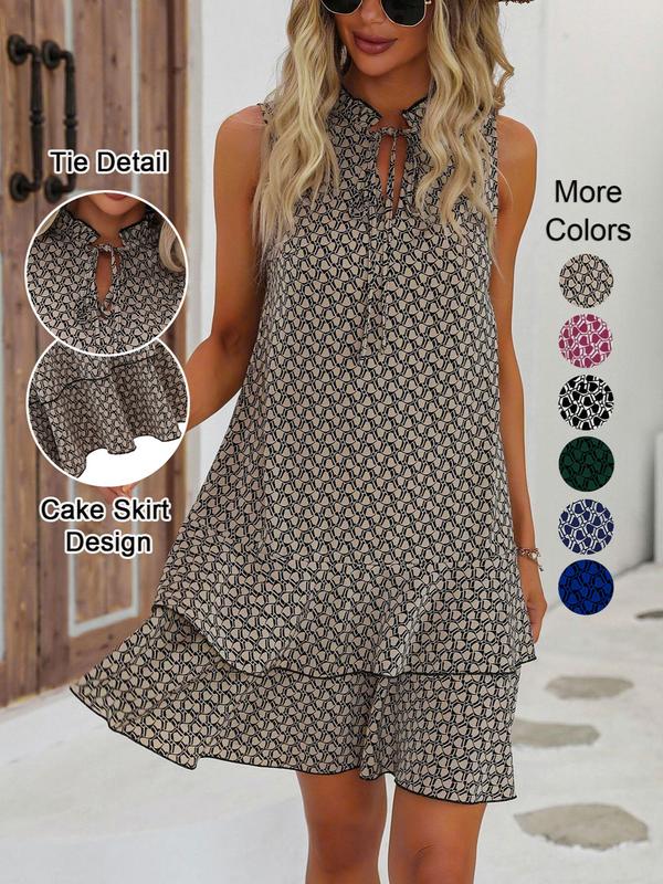 ⏳Limited-time 50% off⏰Women’s Geometric Print Bow Dress✨💃