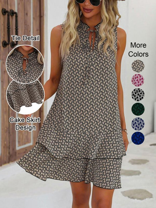 ⏳Limited-time 50% off⏰Women’s Geometric Print Bow Dress✨💃