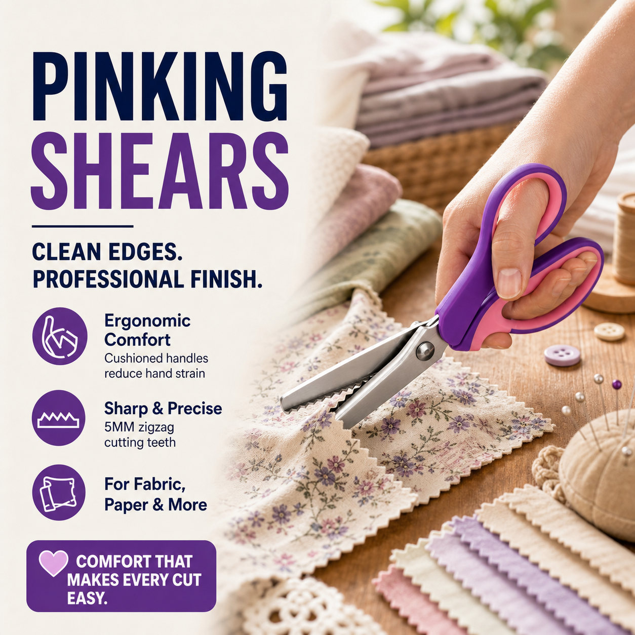 🔥Hot Sale-50% OFF✂️Multipurpose Pinking Shears Serrated Scissors