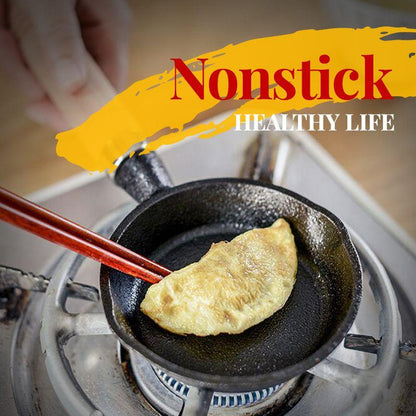 📢📢50% OFF & In Stock⏰ 🍳 Mini Nonstick Iron Pan 3.9"/10cm – Healthy Cast Iron, Uniform Heat & Wooden Handle ✨