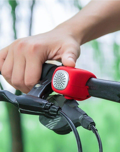 Electric Bike Horn | 90dB Car-Sound, 3 Tones, Weatherproof, USB Rechargeable | Fits Most Handlebars | Green, Blue, Black