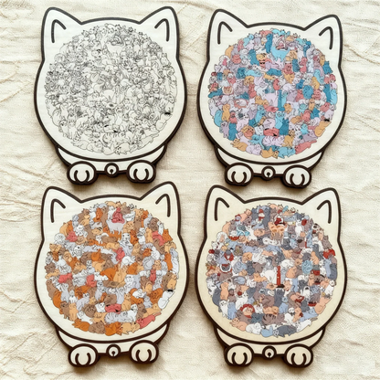 🎅Christmas Sale 50% OFF🐱135-Piece Morandi-Colored Cat Shaped Wooden Jigsaw Puzzle