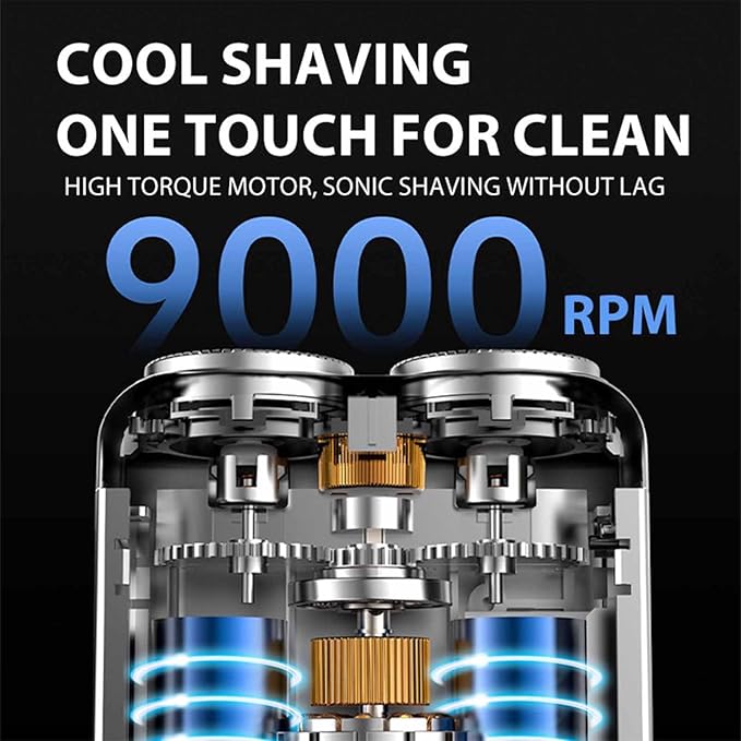 Portable Mini Small Steel Cannon Rotary Dual Ring Electric Shaver