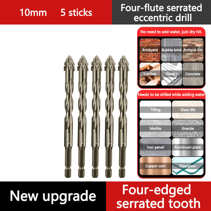 ⏳Time-Limited Special⏰4-Flute Eccentric Drill Bit Kit – Titanium-coated & multi-material ✨