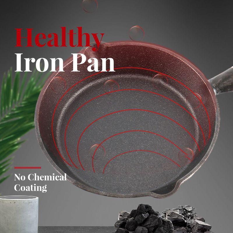 📢📢50% OFF & In Stock⏰ 🍳 Mini Nonstick Iron Pan 3.9"/10cm – Healthy Cast Iron, Uniform Heat & Wooden Handle ✨