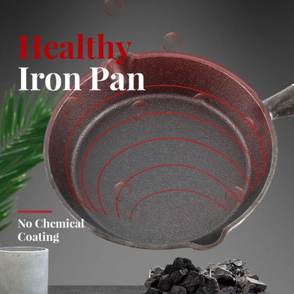 📢📢50% OFF & In Stock⏰ 🍳 Mini Nonstick Iron Pan 3.9"/10cm – Healthy Cast Iron, Uniform Heat & Wooden Handle ✨