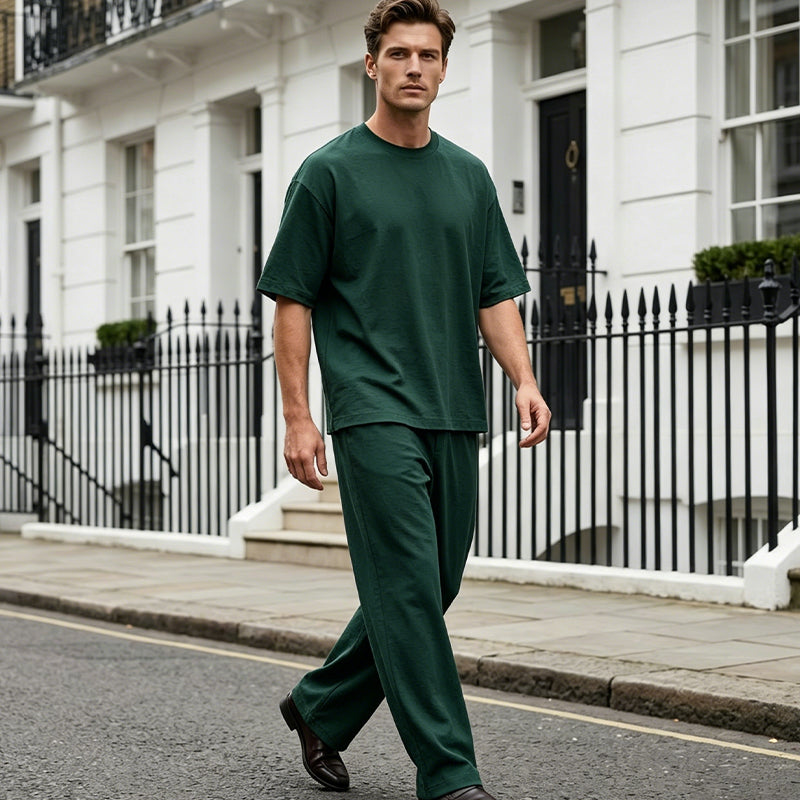 ⏰Men's T-Shirt & Wide-Leg Pants 2-Piece Set