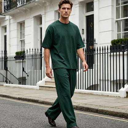⏰Men's T-Shirt & Wide-Leg Pants 2-Piece Set