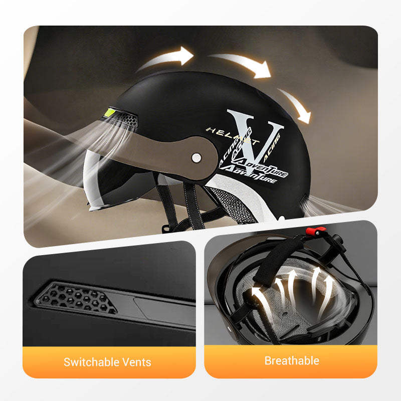 🥳2026 HOT SALE🥳💞50K+ SOLD!🏍️Breathable Lightweight Helmet – Crash-resistant shell, airflow design. Stays cool & secure. Ideal for senior riders👴✅