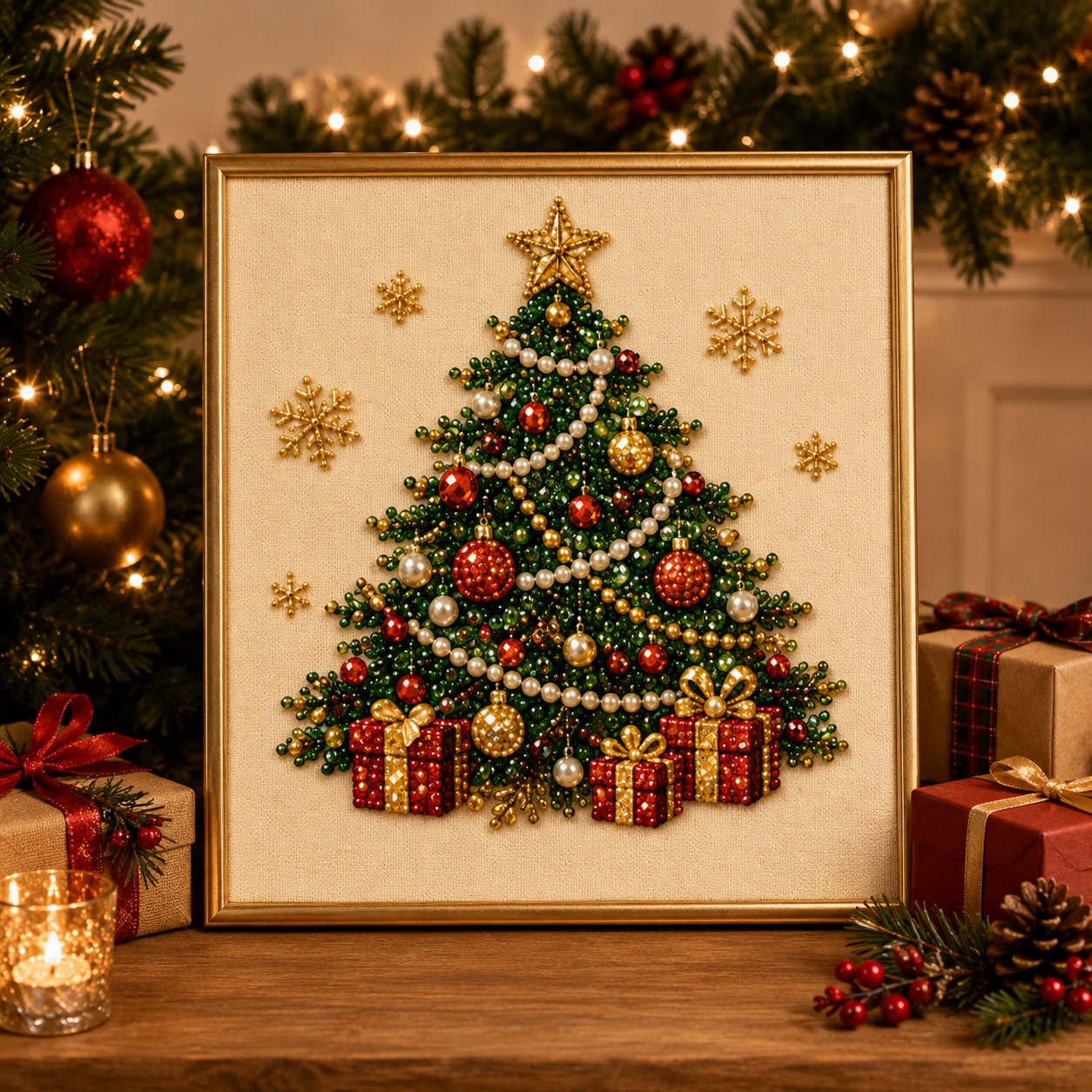 DIY Christmas Pearl Art Kit | 5 Festive Designs, 3D Raised Beads, All Materials Included