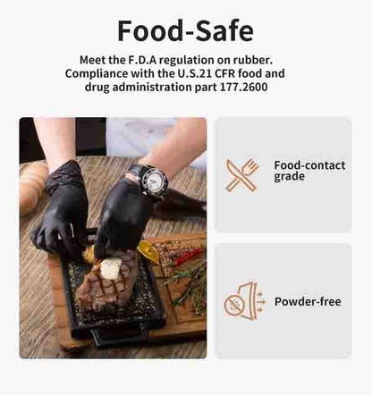 🔥100/50PCS Black Nitrile Disposable Glove