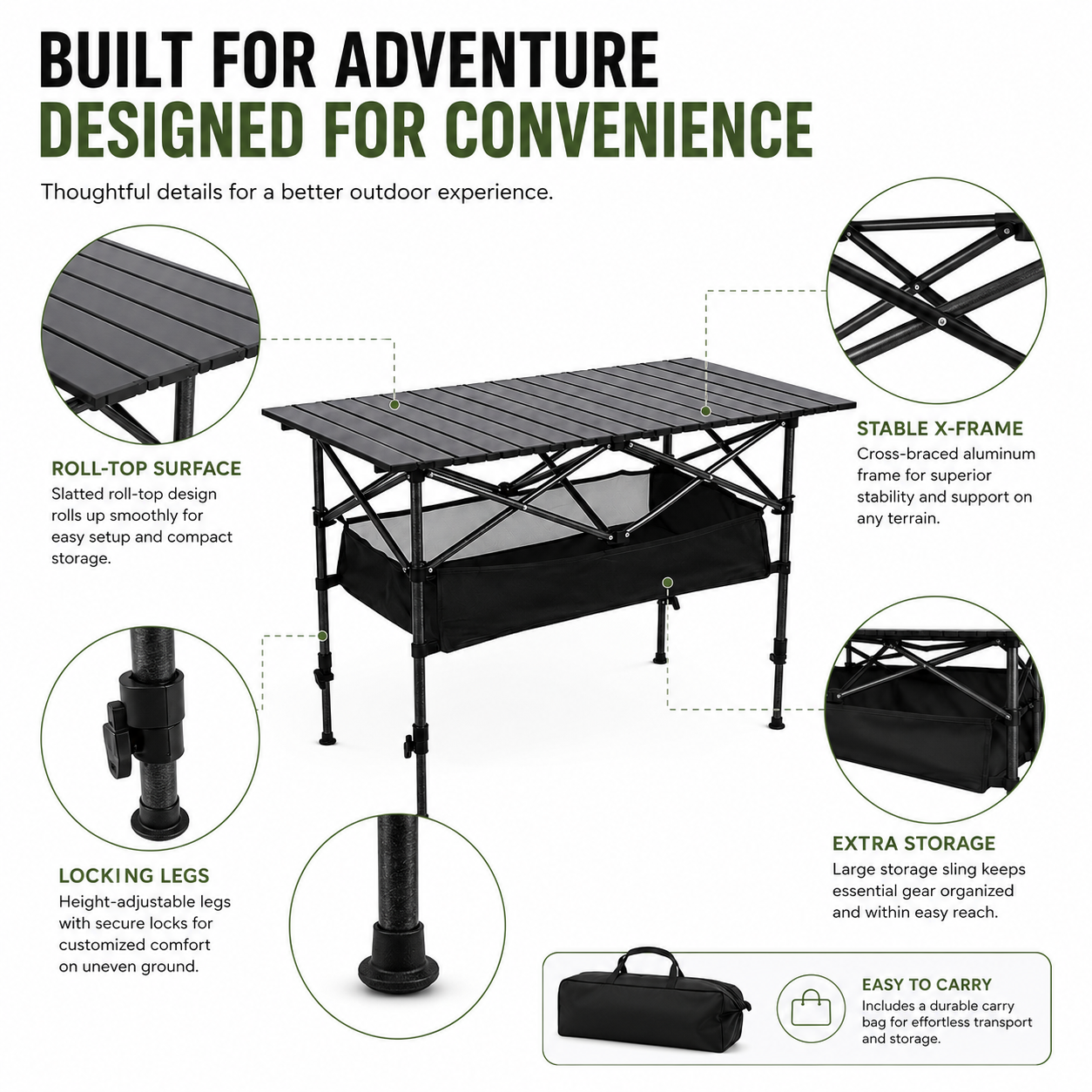 🎉New arrival 50% OFF!🏕️Carbon Steel Folding Camping Table｜Quick Setup Portable Outdoor Picnic Table ✨