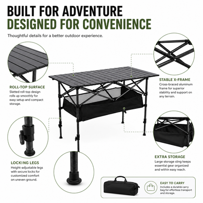 🎉New arrival 50% OFF!🏕️Carbon Steel Folding Camping Table｜Quick Setup Portable Outdoor Picnic Table ✨