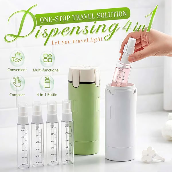 🎉4-in-1 Travel Dispenser Bottles – Leak-Proof, Refillable & TSA Approved