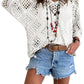 👚50% OFF NOW!🌸Women's Bohemian-Inspired Beige Crochet Top with V-Neck – Breathable, Relaxed Fit & Perfect for Summer Days ☀️