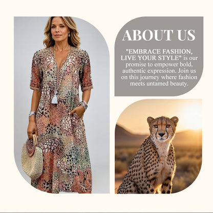 💥2026 Hot Sale 50% OFF🤩Safari Chic Leopard Dress