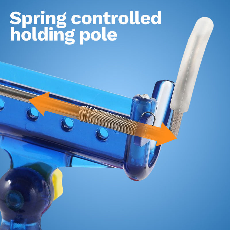 Fishing Rod Self-Locking Turret Bracket | 360° Rotation, Auto-Lock, Rubber-Protected | Stainless Steel | Yellow & Blue