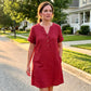 🏖️New Arrival 50% OFF!👗Women's V-Neck Tunic Dress – Relaxed Fit, Pockets & Breathable