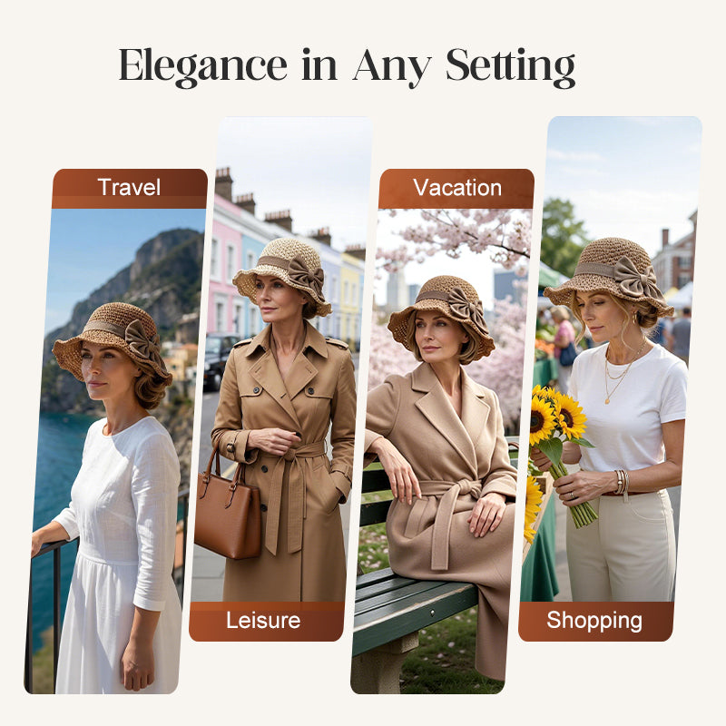 Elegant Woven Straw Sun Hat with Bow