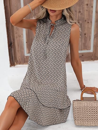 ⏳Limited-time 50% off⏰Women’s Geometric Print Bow Dress✨💃
