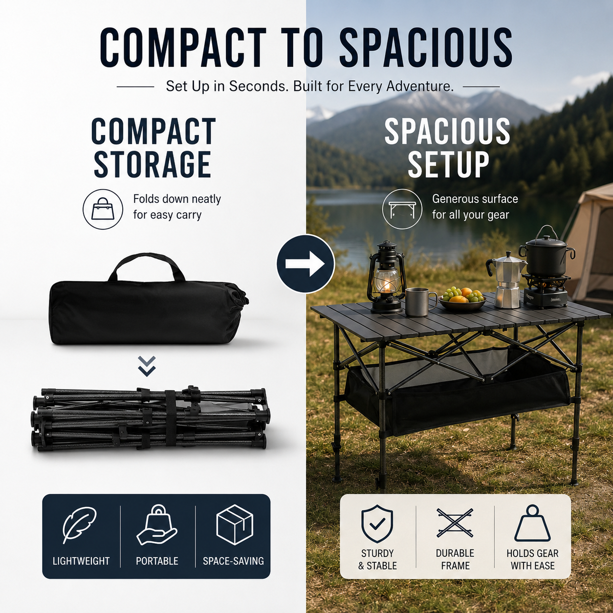 🎉New arrival 50% OFF!🏕️Carbon Steel Folding Camping Table｜Quick Setup Portable Outdoor Picnic Table ✨