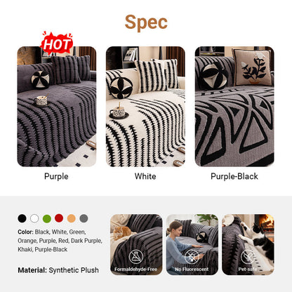 🎁2026 New Arrivals 50% OFF💥Soft Plush Non‑Slip Couch Cover‑Thick Striped Sofa Throw Cover, Cozy Winter‑Friendly Furniture Protector for Living Room, Anti‑Slip Universal Sofa Slipcover