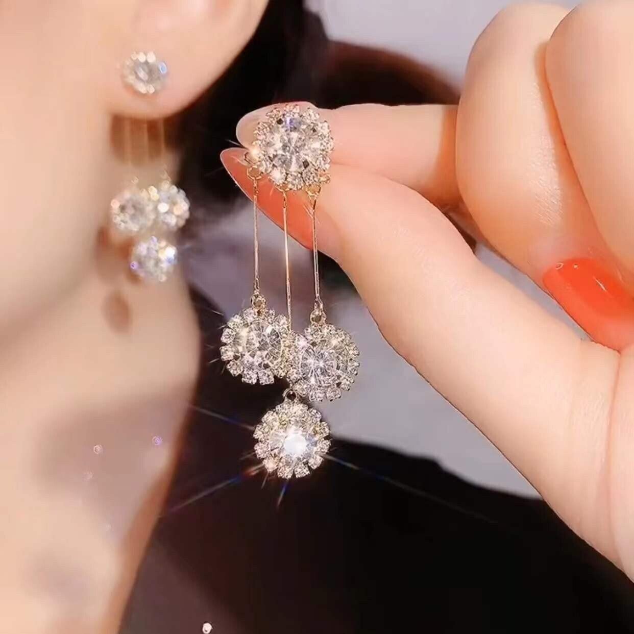 🔥2026 New Arrival ＆ Hot Sale ＆ 50％ Off🔥Zircon Round Petal Earrings – Hypoallergenic, Real Gold Plated & Dazzling Diamond Sparkle 💛