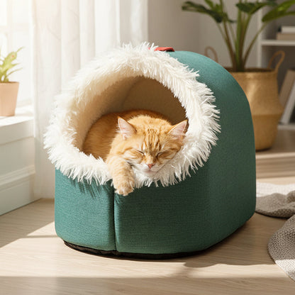 🎁50%OFF!🐾Winter Warm Pet Cave Bed – Cozy Den for Cats & Small Dogs❄️❤️
