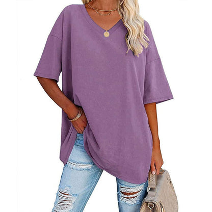 🌷🌷2026 Summer Sale 50% OFF☀️Women's Summer Half Sleeve Casual Loose Fit Cotton Tunic T-shirt