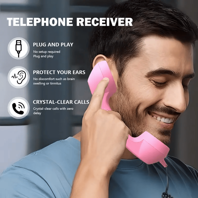 📞 50% OFF NOW! ☎️ Retro Phone Handset – Type-C Wired, HD Speaker & Volume Control – Nostalgic Charm with Up to 99% Less Radiation 🎙️