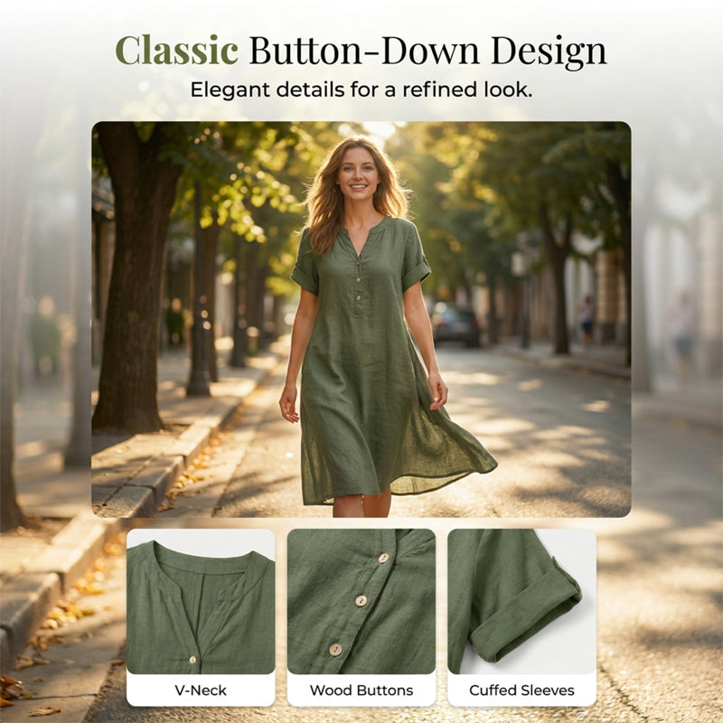 🏖️New Arrival 50% OFF!👗Women's V-Neck Tunic Dress – Relaxed Fit, Pockets & Breathable
