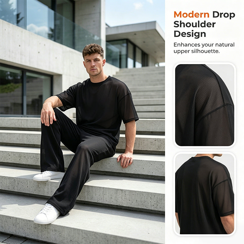 ⏰Men's T-Shirt & Wide-Leg Pants 2-Piece Set