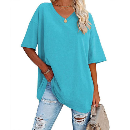 🌷🌷2026 Summer Sale 50% OFF☀️Women's Summer Half Sleeve Casual Loose Fit Cotton Tunic T-shirt