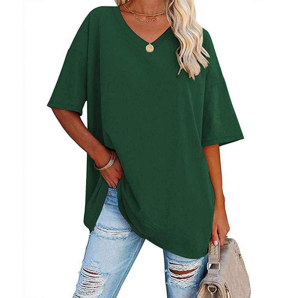 🌷🌷2026 Summer Sale 50% OFF☀️Women's Summer Half Sleeve Casual Loose Fit Cotton Tunic T-shirt