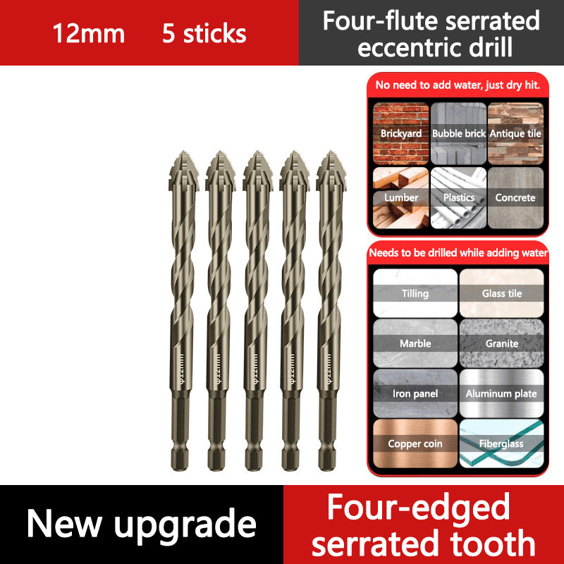 ⏳Time-Limited Special⏰4-Flute Eccentric Drill Bit Kit – Titanium-coated & multi-material ✨
