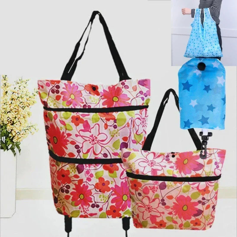 ⏰Last Day Promotion Only £12.99 ‼️🛒2-in-1 Foldable Shopping Cart✨Portable Lightweight Grocery Trolley