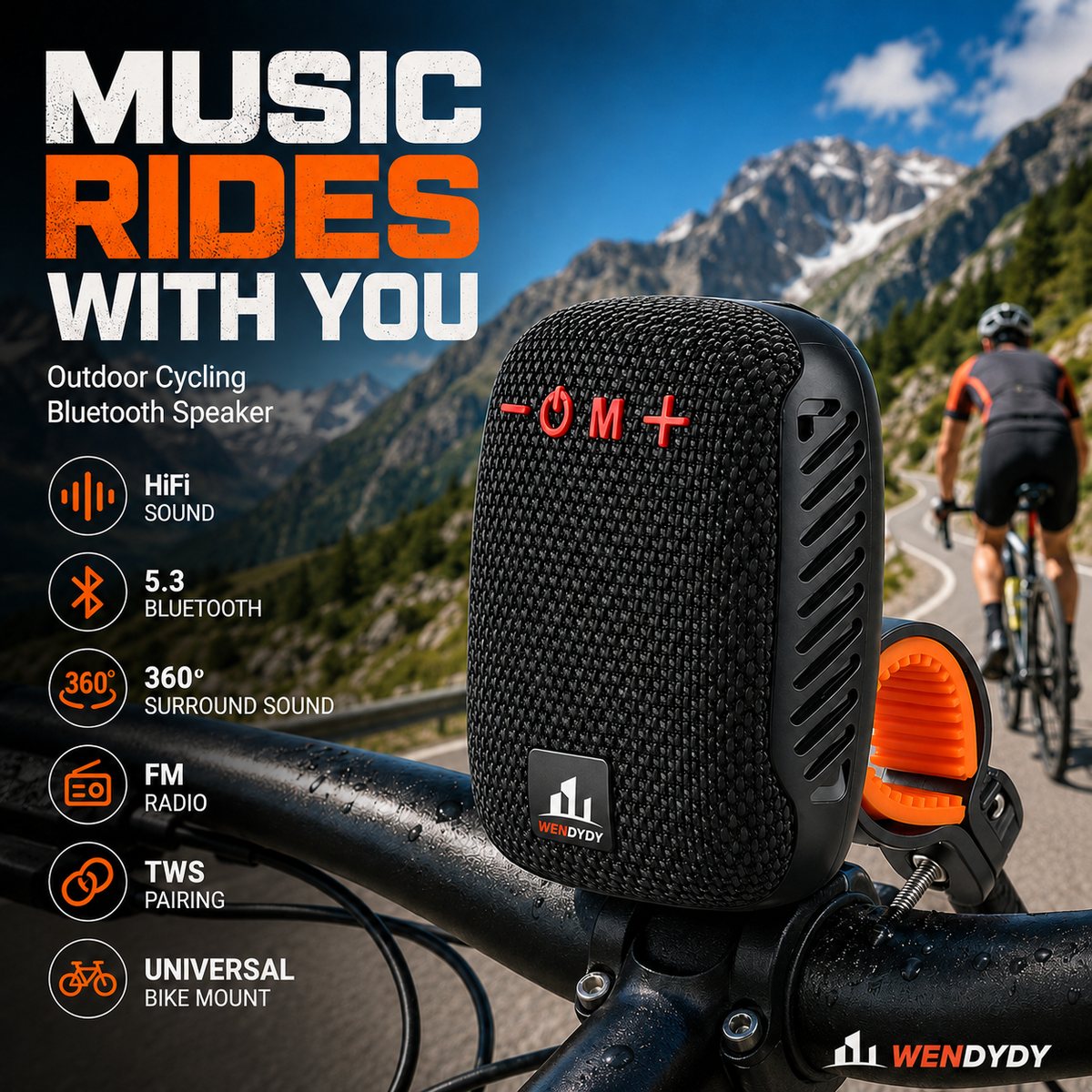 Waterproof Bicycle Bluetooth Speaker with Mounting Bracket