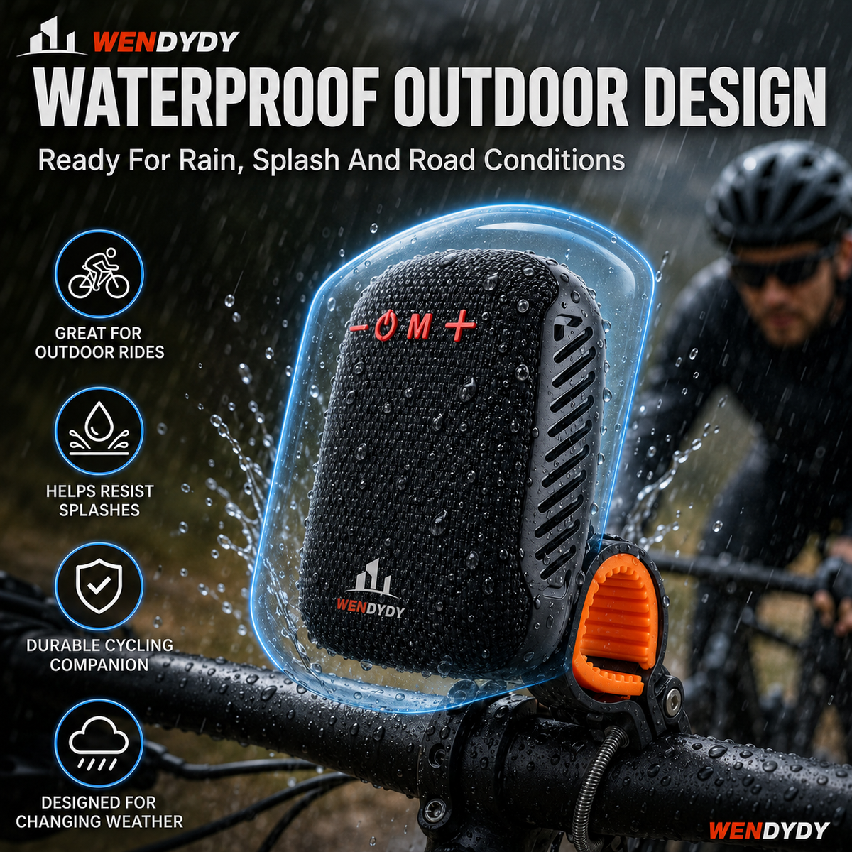 Waterproof Bicycle Bluetooth Speaker with Mounting Bracket