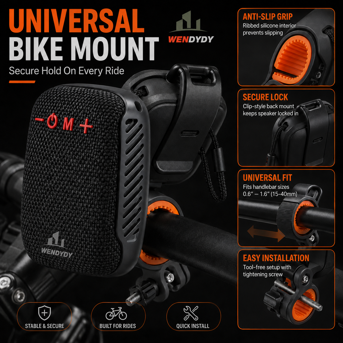 Waterproof Bicycle Bluetooth Speaker with Mounting Bracket