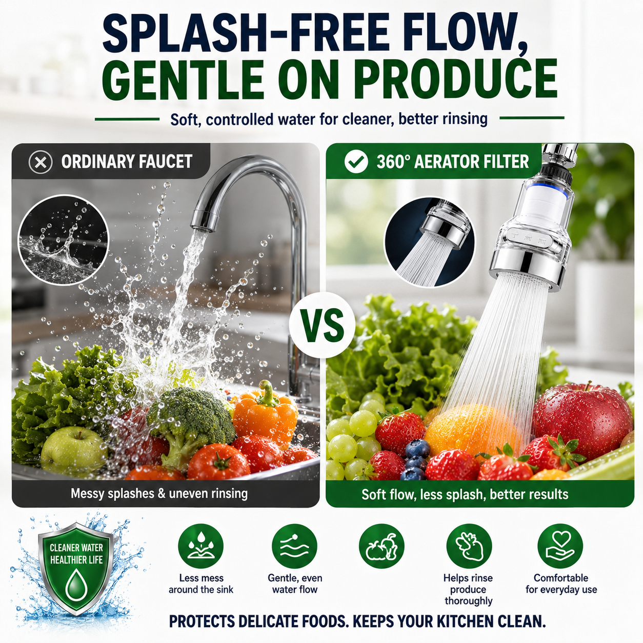 🚰360°Rotating Faucet Filter‑Splash‑Proof Water Purifier